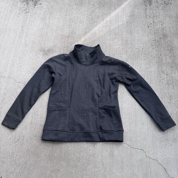 Columbia Sweatshirt Womens Medium Gray Herringbone Cowl Neck Pullover Pockets - Picture 1 of 10